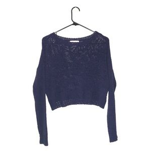 Long sleeve Navy Blue Crop Top