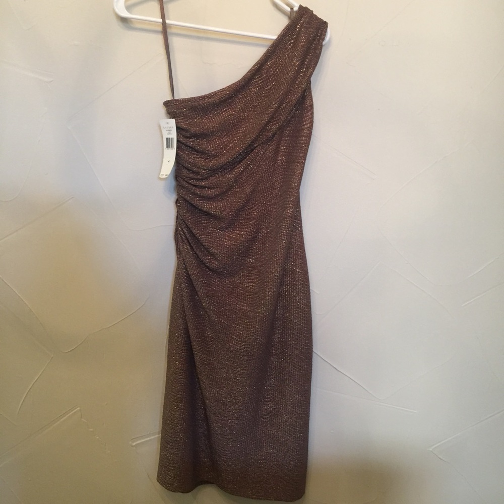 Ralph Lauren - Size 4 - Bronzed One Shoulder Dress