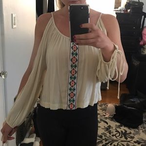 Cute off the shoulder with slits on the sleeves