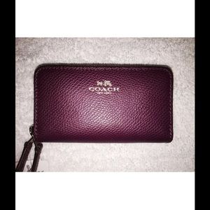 Coach Signature PVC Small Double Zip Coin Purse.