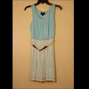 Light blue lace summer dress w/ matching belt