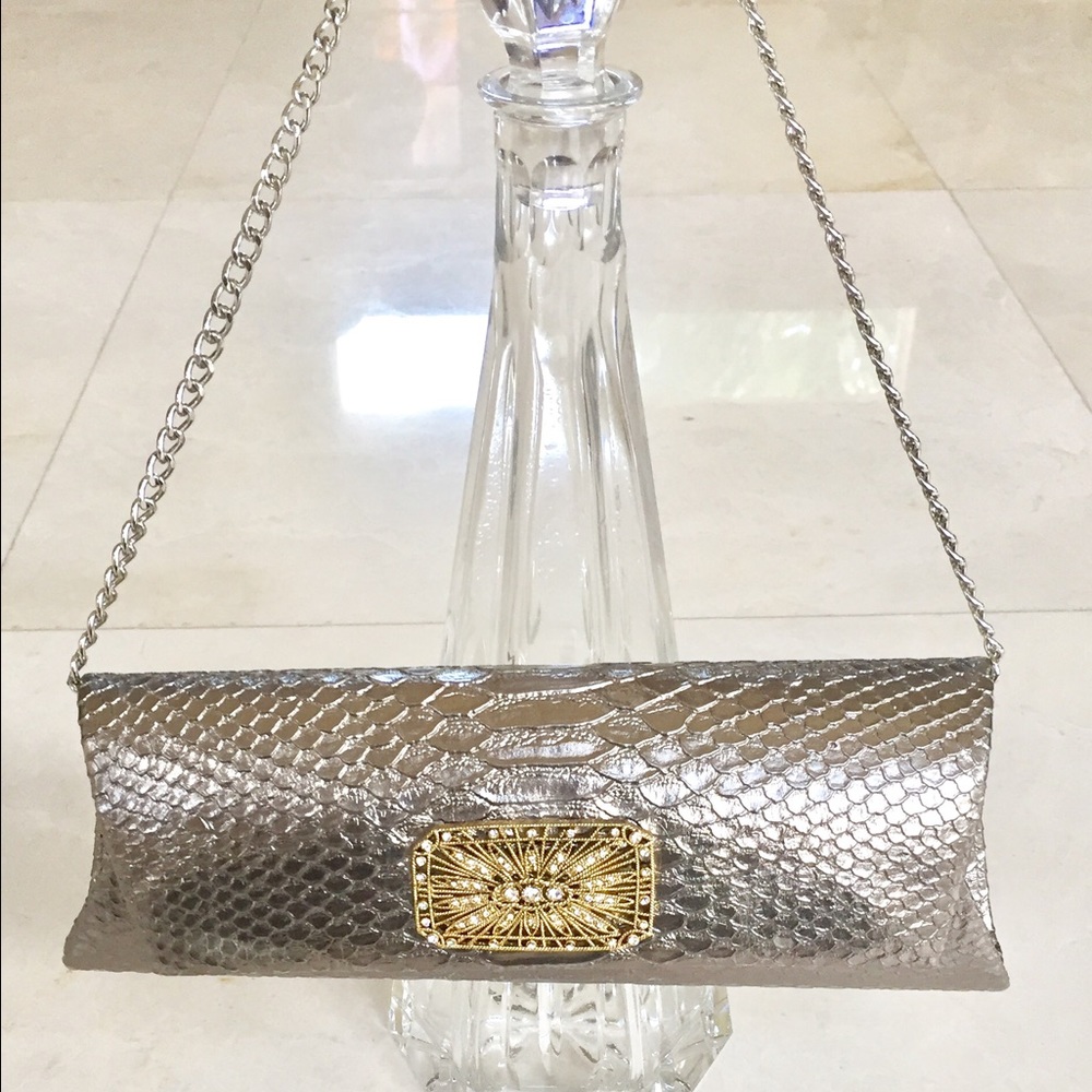 Clutch evening bag silver