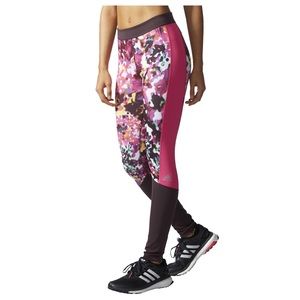 Adidas New Womens Techfit Floral Print Long Tights