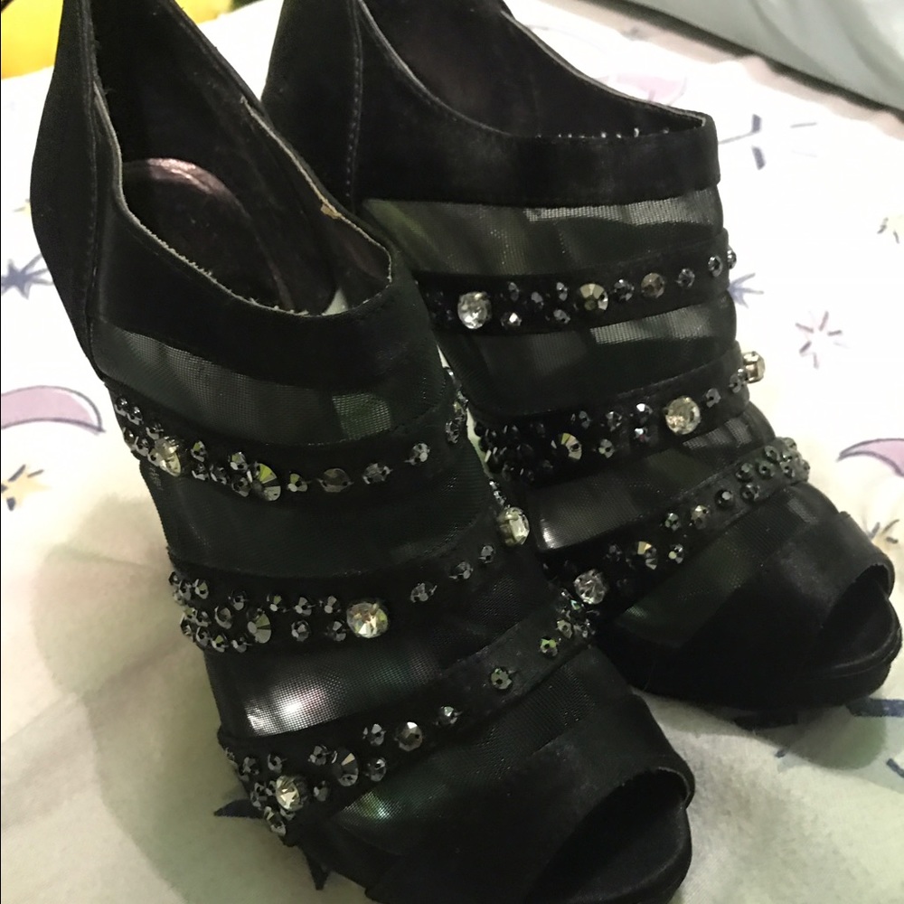 Black mesh gem heels!