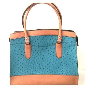 Turquoise Ostrich pattern handbag NWT, never used