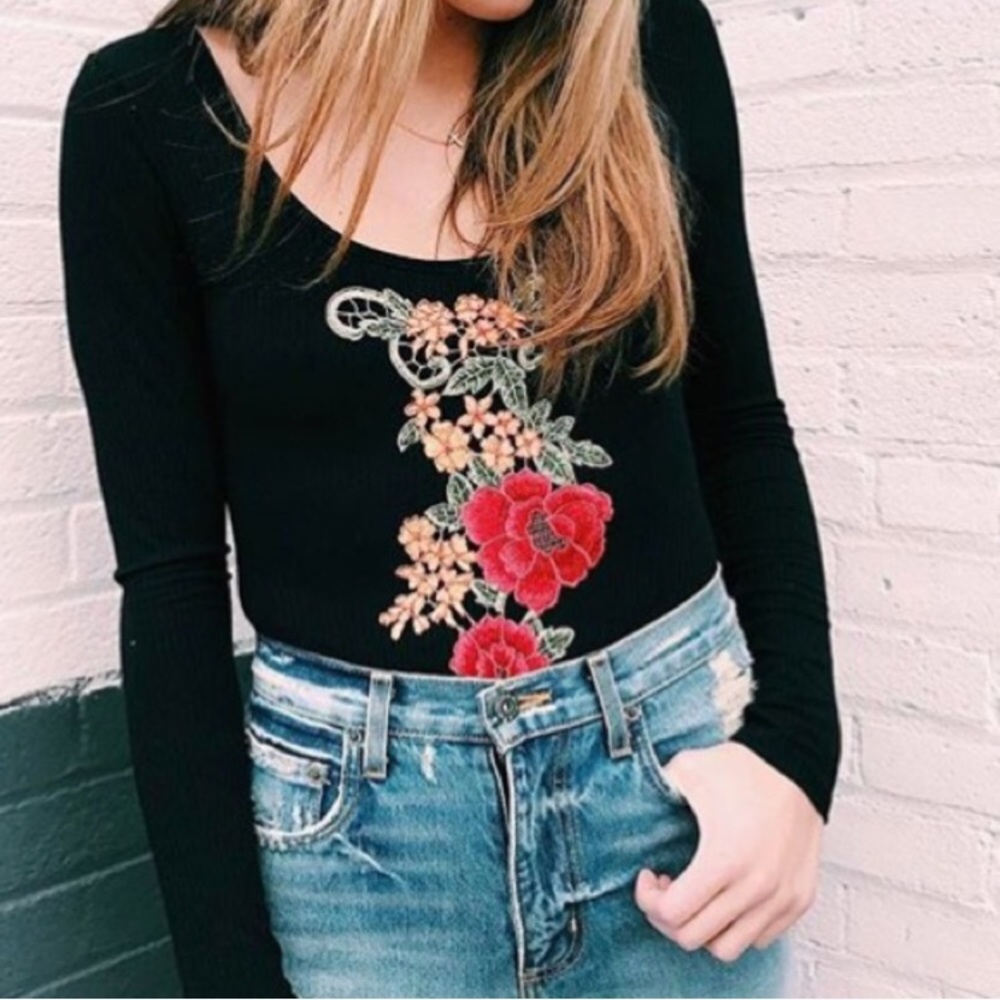 Embroidered bodysuit