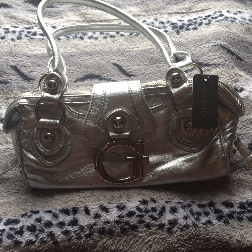 Guess by Marciano Suzy silver purse NWT