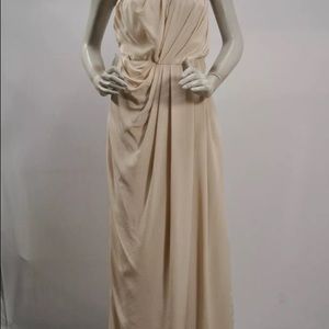 Thakoon Strapless Pleated Draped Long Dress
