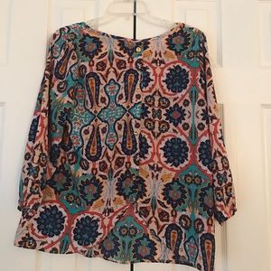 3 quarter sleeves colorful blouse
