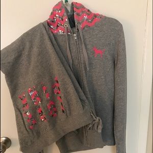 Victoria's Secret PINK chevron bling zip-up set