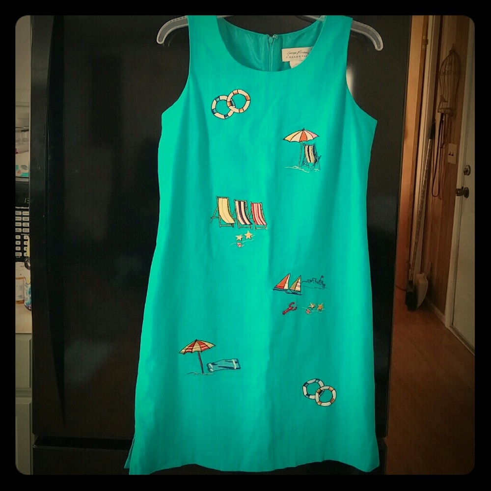 ⛵Embroidered Teal Summer Dress