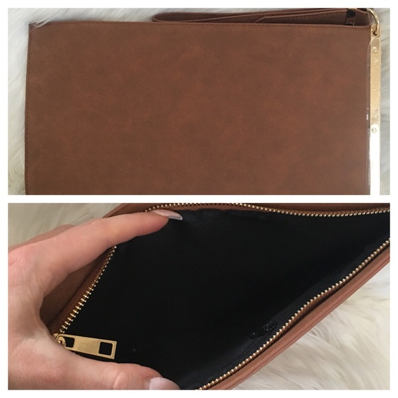 3D flower clutch bag floral tan beige faux suede - Picture 4 of 4