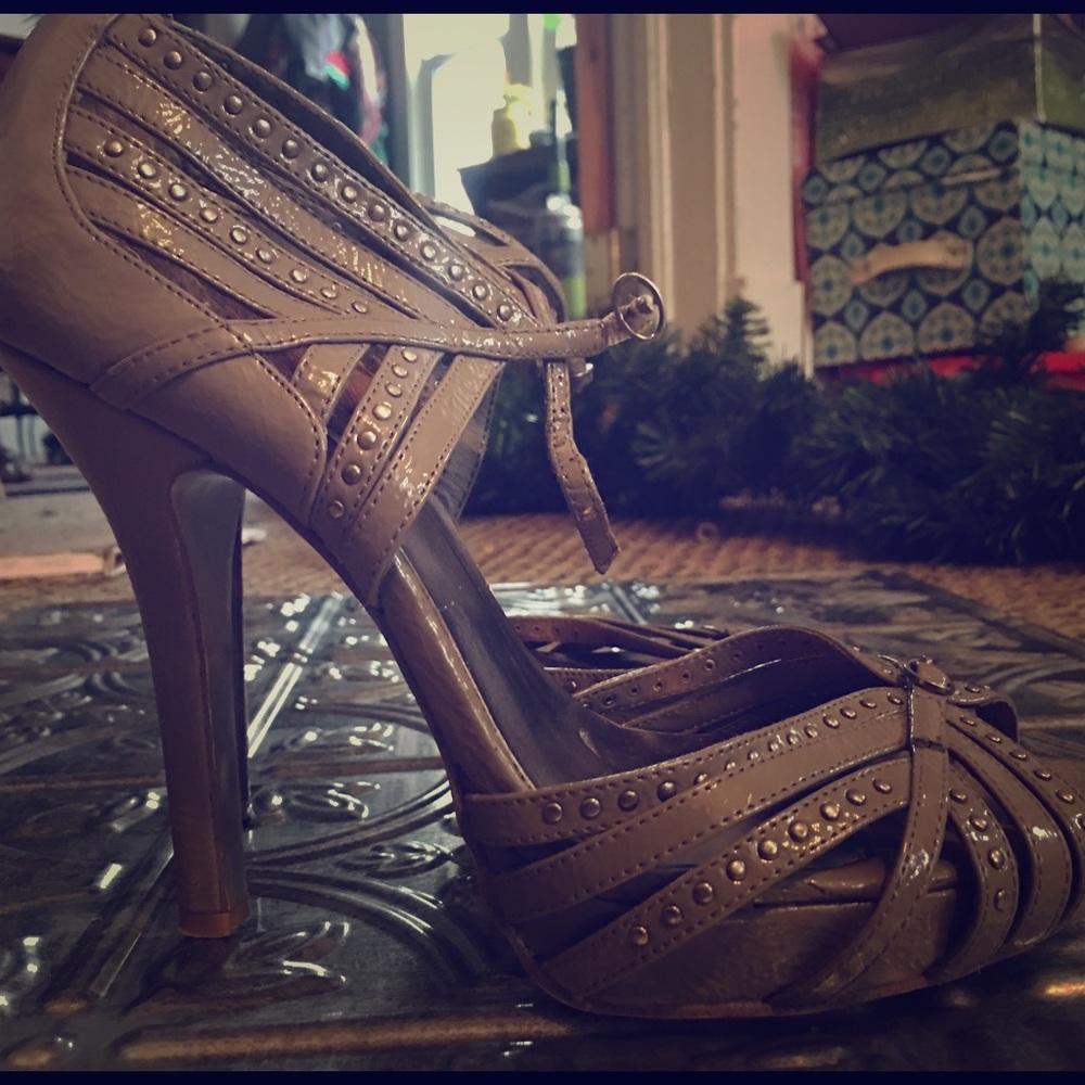 Charcoal Patent Leather Strappy Heels