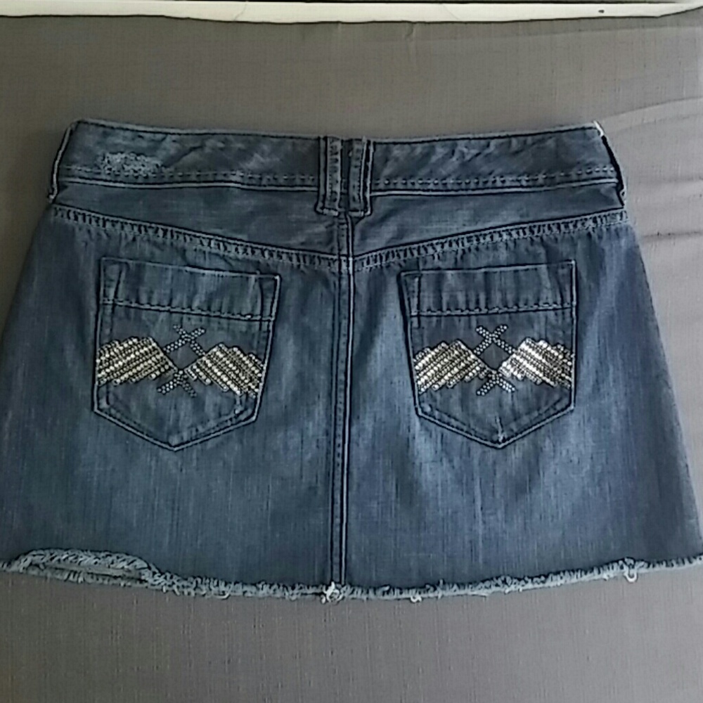 Express Sparkled mini blue denim skirt size 6 - Picture 2 of 5