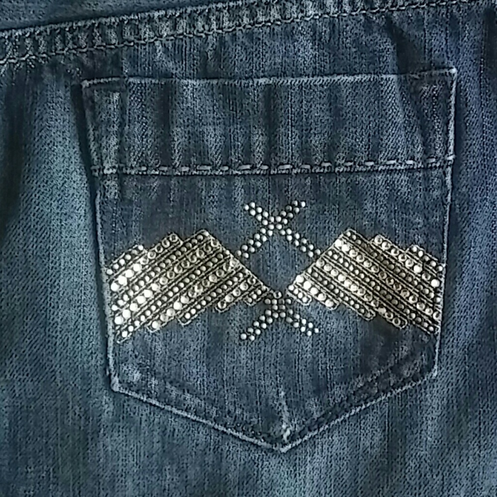 Express Sparkled mini blue denim skirt size 6 - Picture 4 of 5