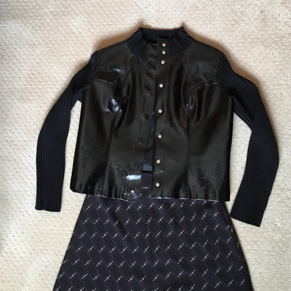 Black mixed material jacket