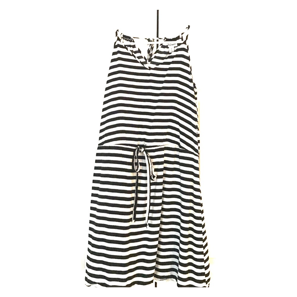 Black and white striped dress