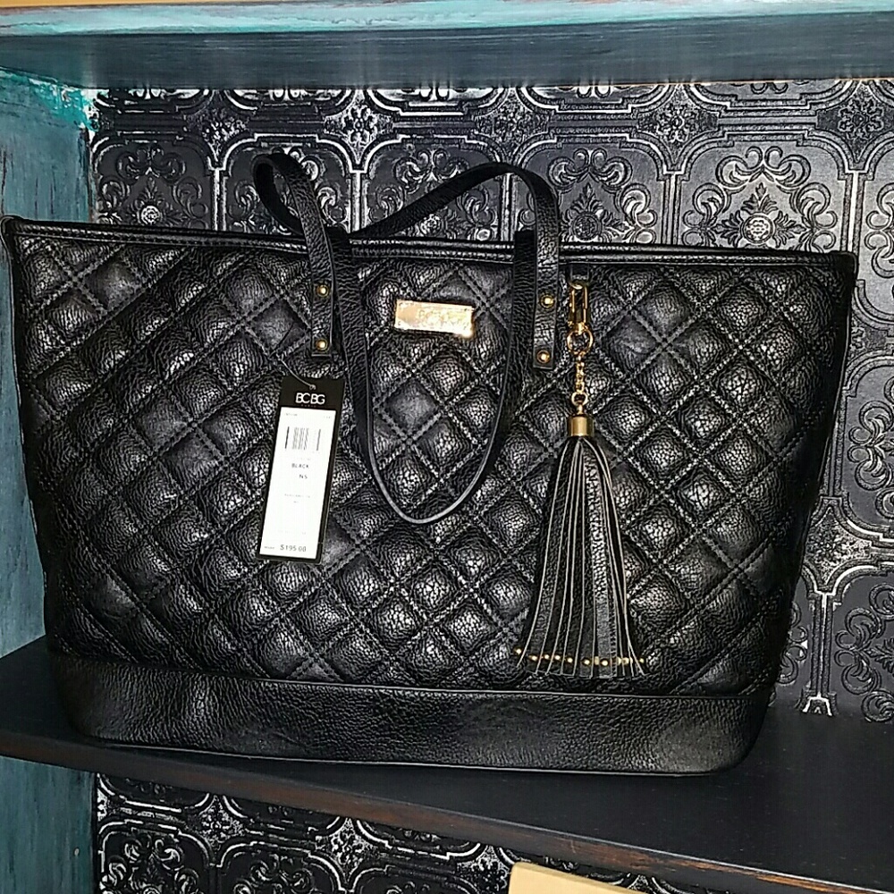 NWT BCBG faux leather quilted tote