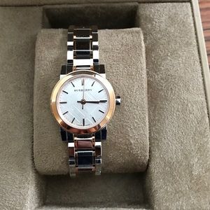 Burberry rose and silver tone watch