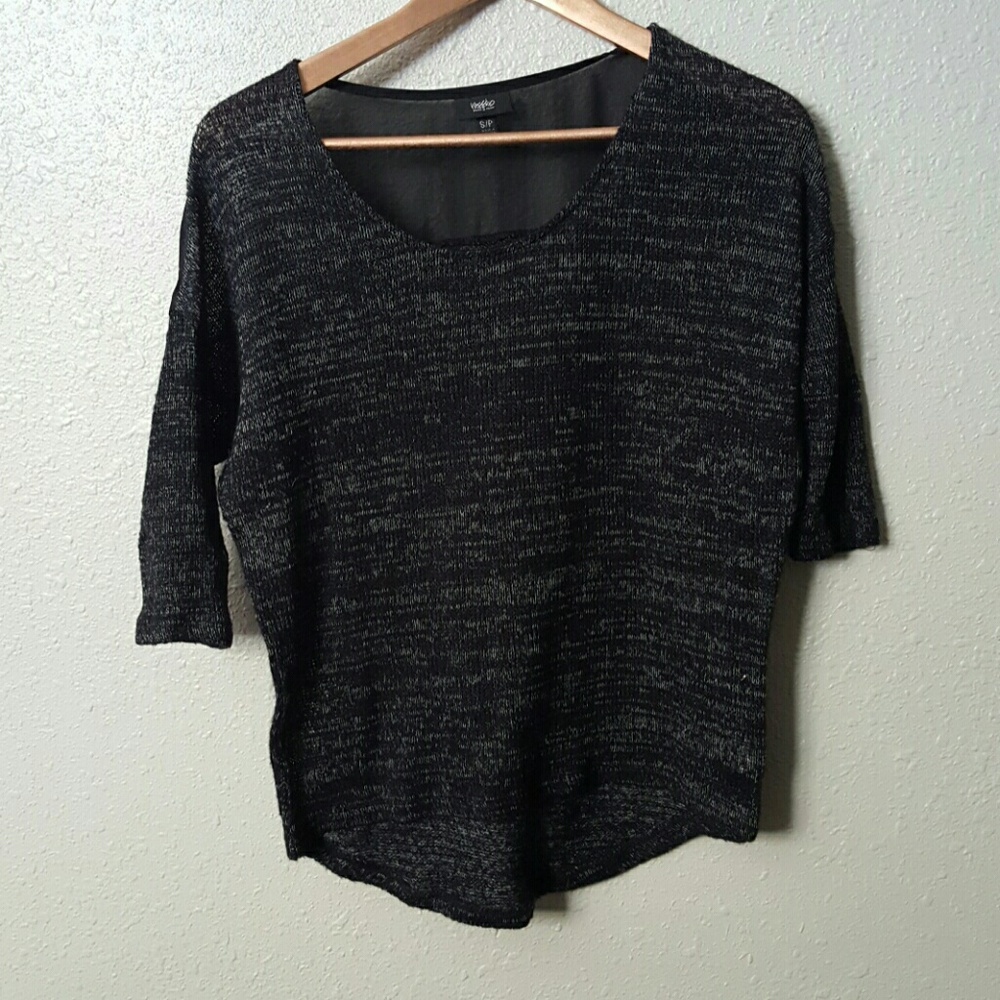 Black dolman sweater with sheer back pannel