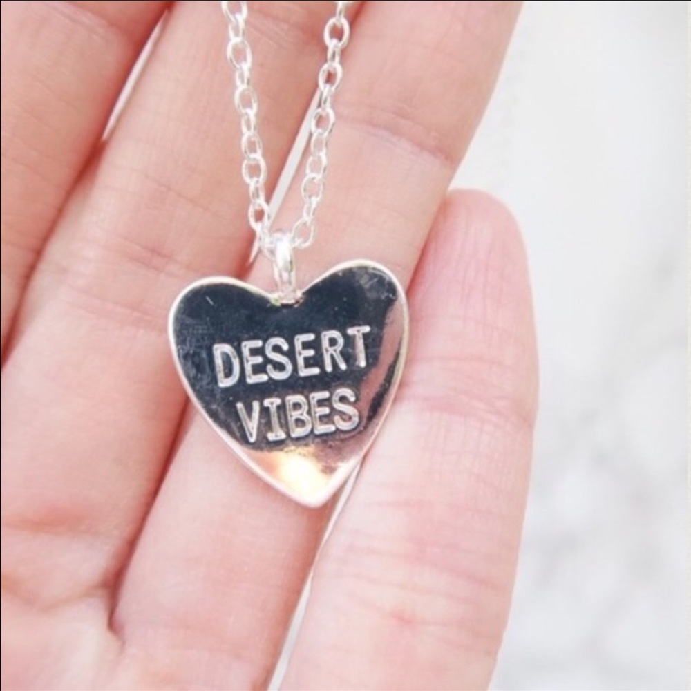 16" necklace w/ heart charm captioned desert vibe