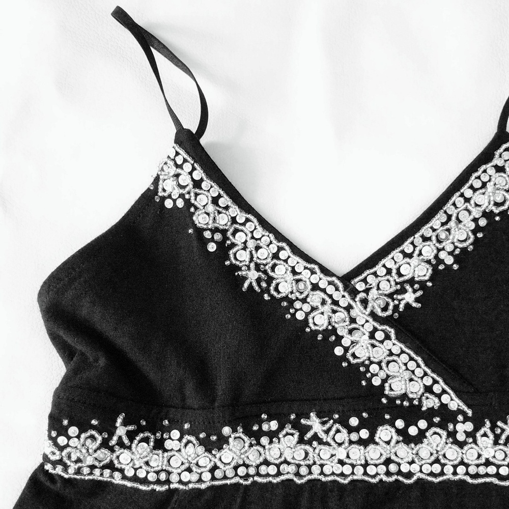 Flowers by Zoe girl's black sil Large sequin Dress