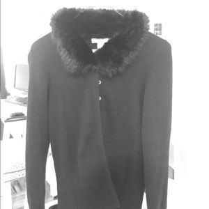 Fur collared sweater