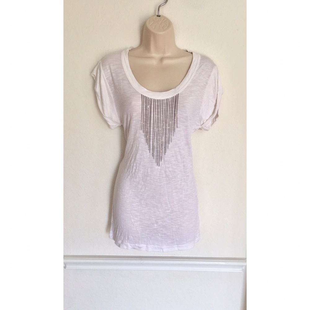 New York & Co White Blouse with Bust Detail
