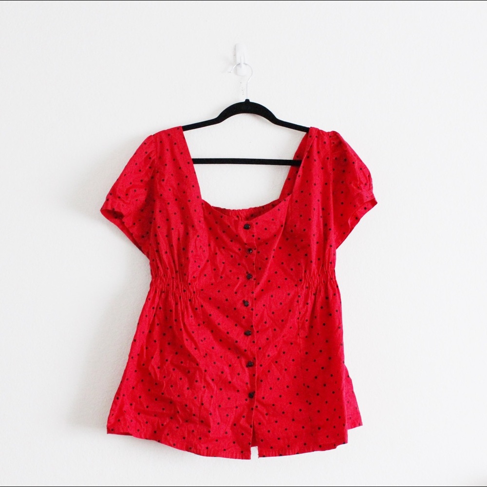 {Torrid} | Black & Red Polka Dot Blouse