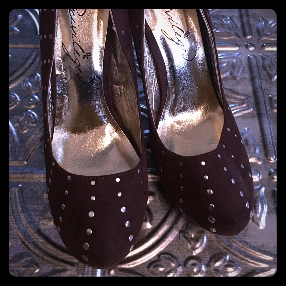 Privileged Brown Suede Studded Heels