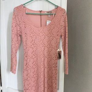 NWT Forever 21 Rose Pink lace 3/4 sleeve dress