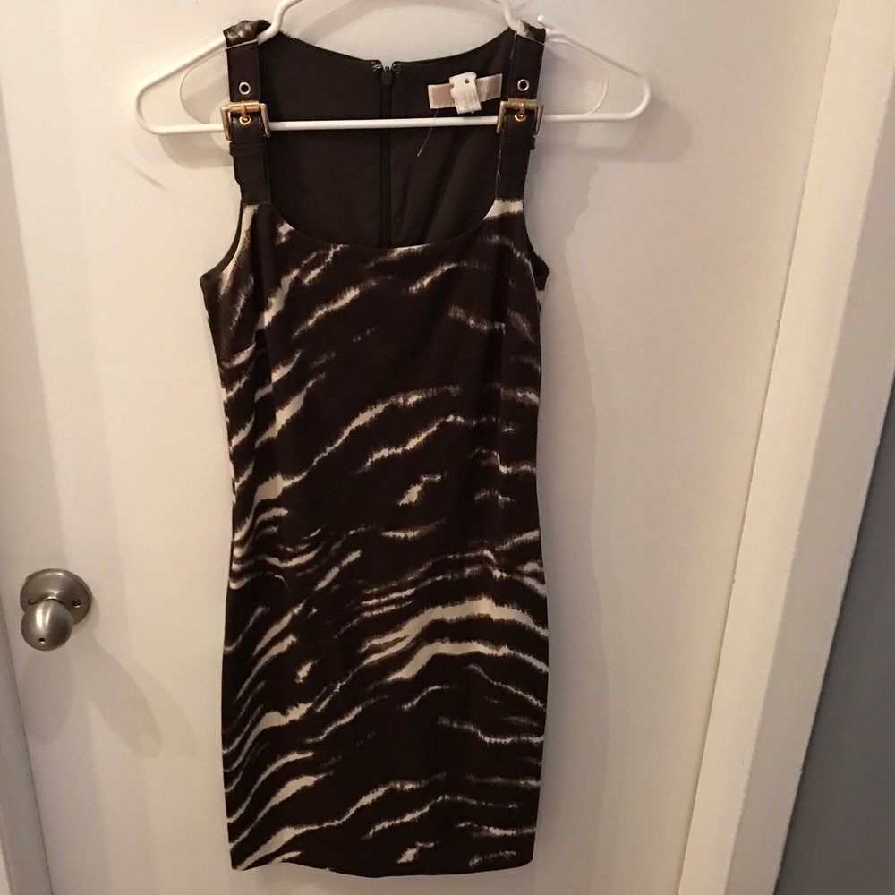 Michael Kors Brown and White Mini Dress