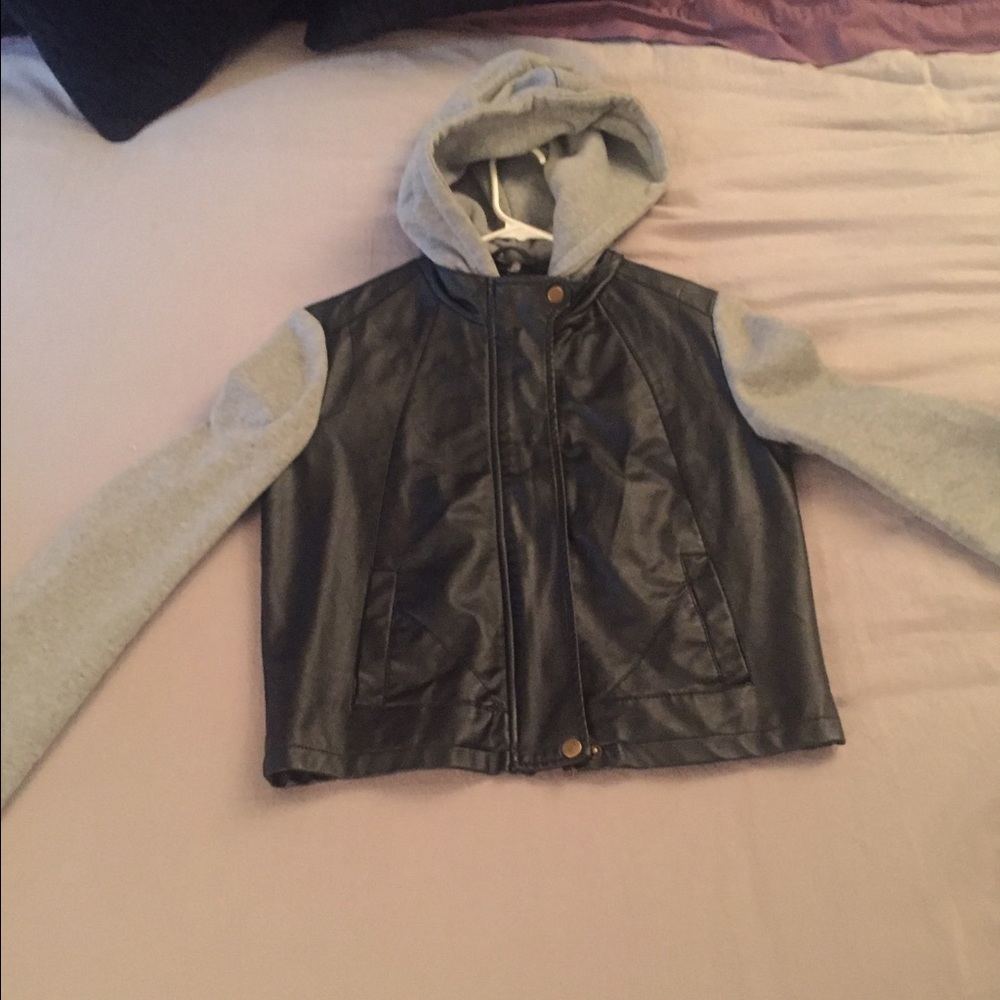 Grey and black leather jacket wore a few times