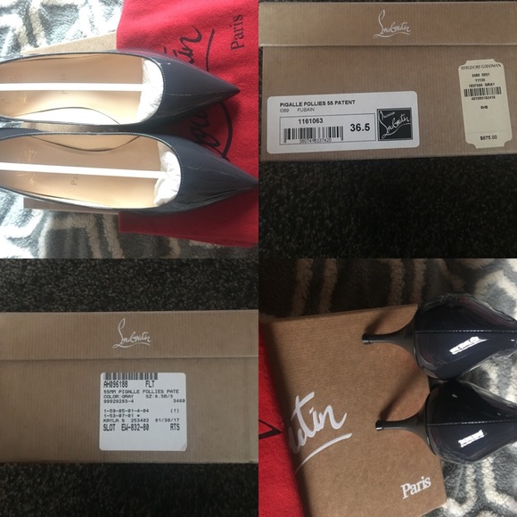 Christian Louboutin Pigalle Follies Pump Gray 36.5 - Picture 2 of 4