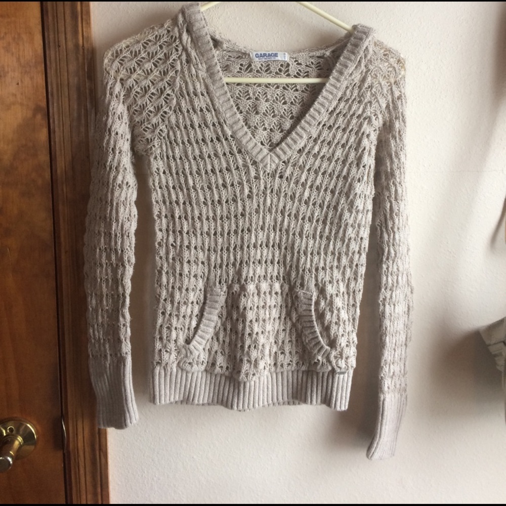 Garage brand beige sheer hoodie