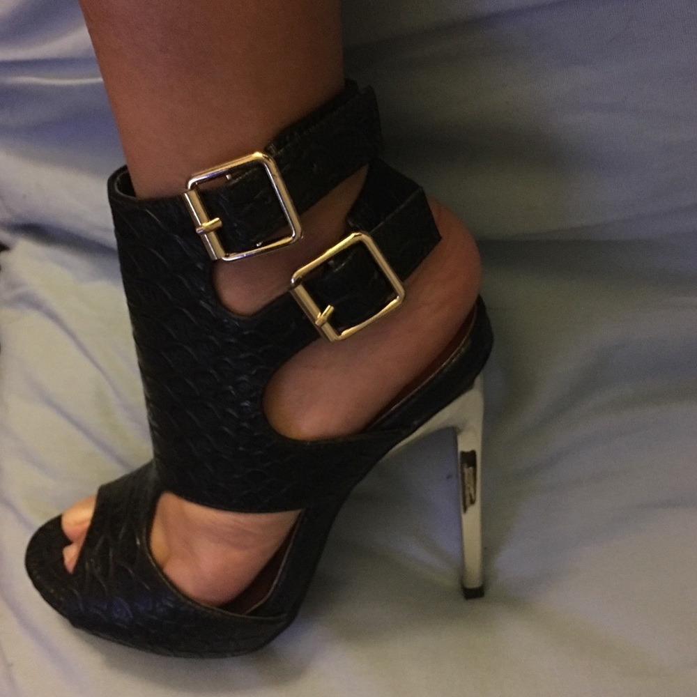 Gold high heels
