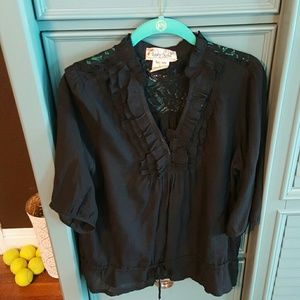 Ladies 3/4 sleeve Black Casual Dress Top