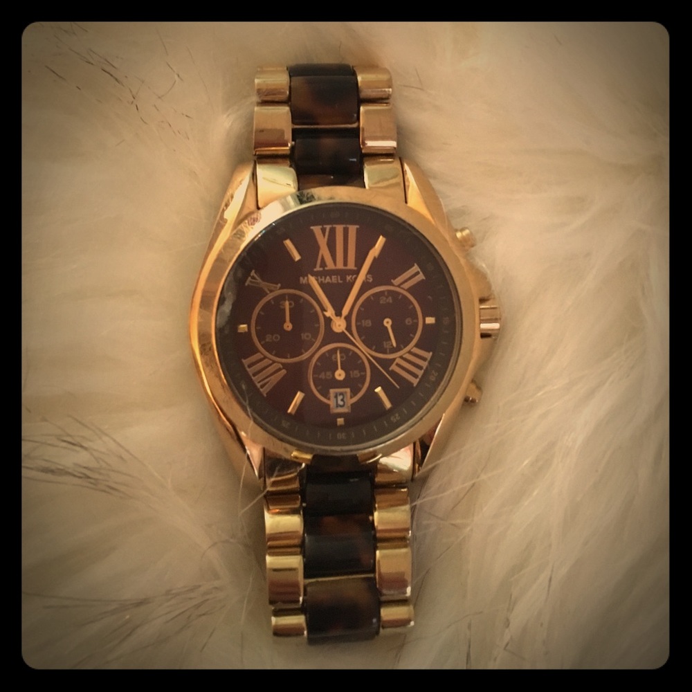 Michael Kors Gold and Tortoise Bradshaw Watch