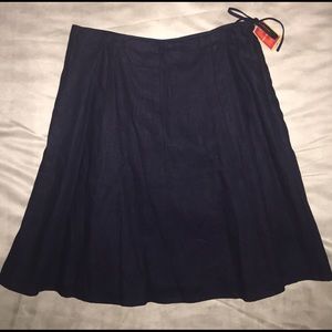 ISAAC MIZRAHI Navy Linen Skirt (16) NWT