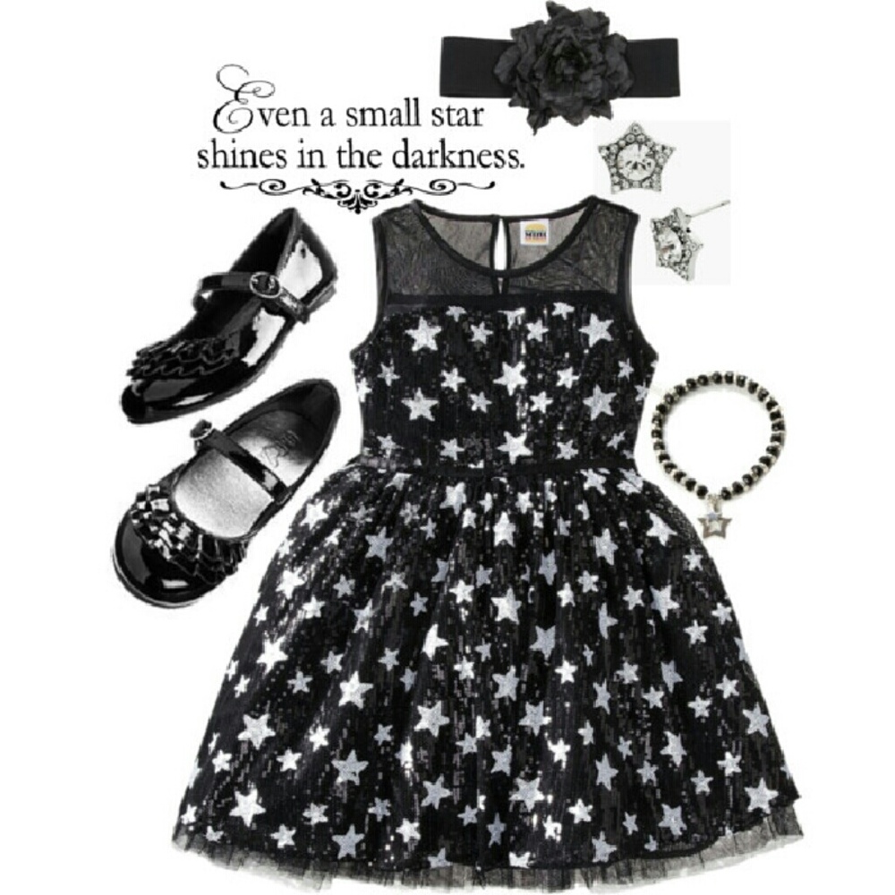 ! 2 !Black sequin Harujuku Mini dress with stars