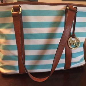 Michael Kors Striped Canvas Tote Bag