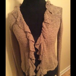 Marissa Christina Ruffle Tan Cardigan