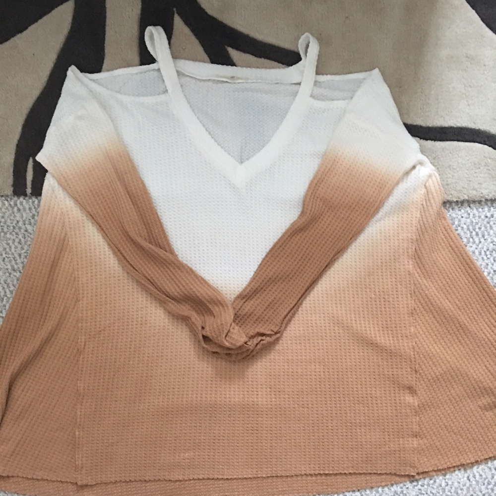 Long Sleeve Cold Shoulder Tunic- CINNAMON - Picture 3 of 5