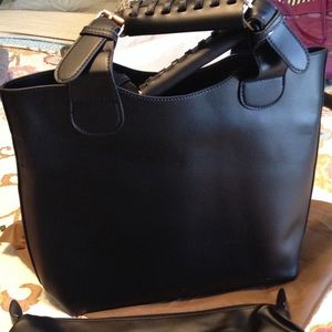 Faux leather tote
