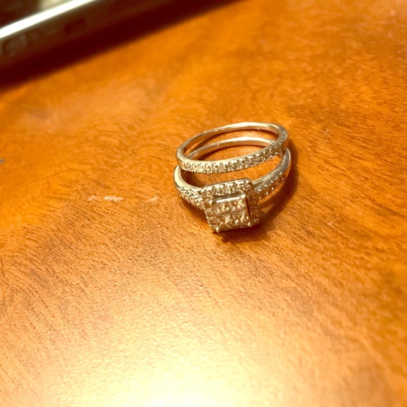 Three Caret wedding band set - Picture 1 of 2