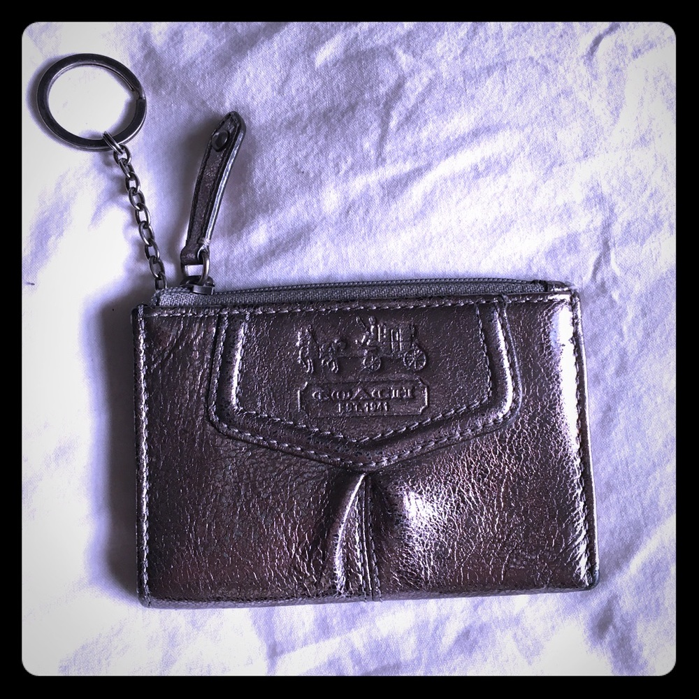 Coach Coin Pouch Metallic Silver