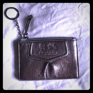 Coach Coin Pouch Metallic Silver