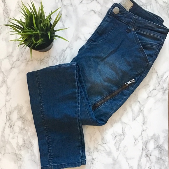 Free People Denim - Free People High Rise Moto Skinny Jeans