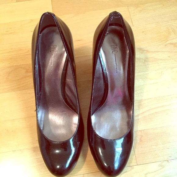 INC International Concepts Shoes - INC Black Patent Leather Wedged Pumps