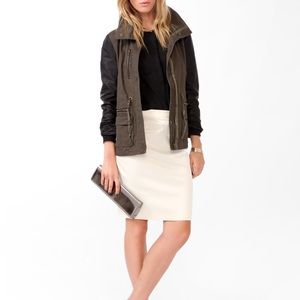 Forever21 leather sleeves utility jacket